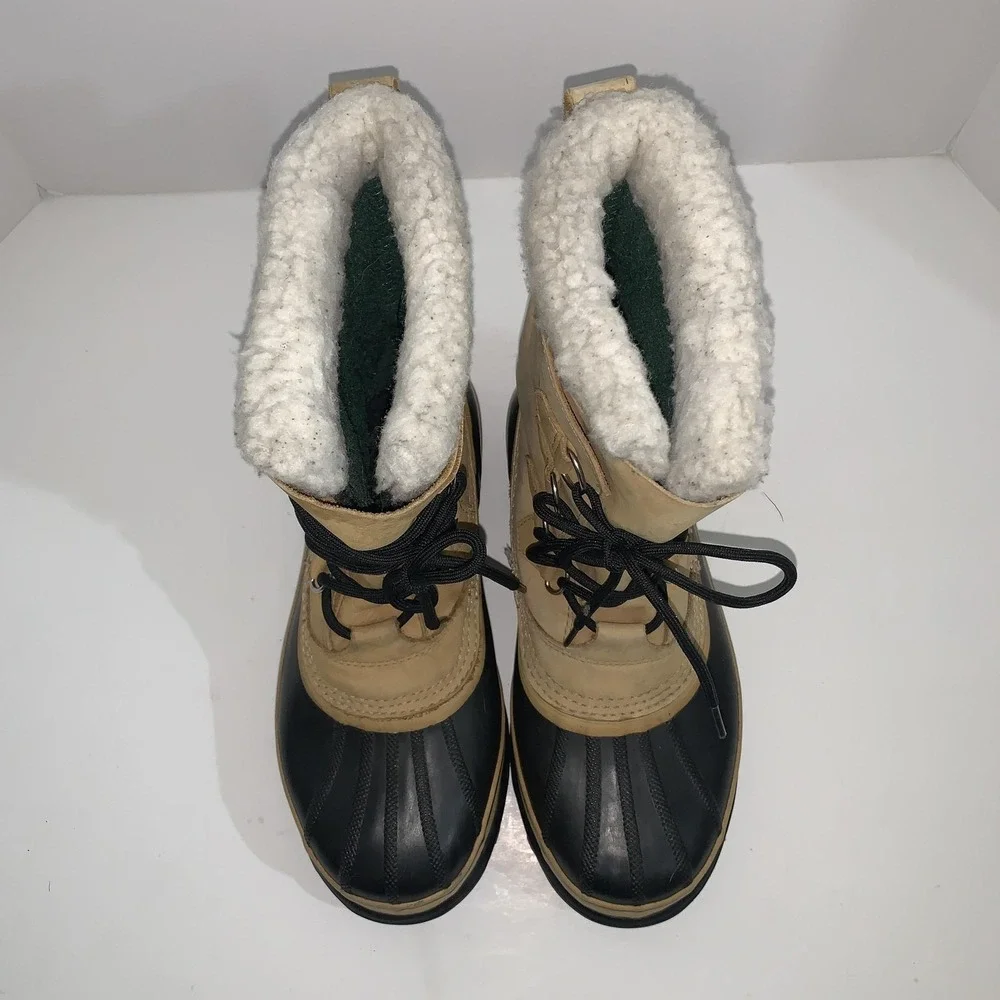 Sorel Caribou Boots Mens Size 9 Brown Nubuck Waterproof Snow Lace Up NM1000-281